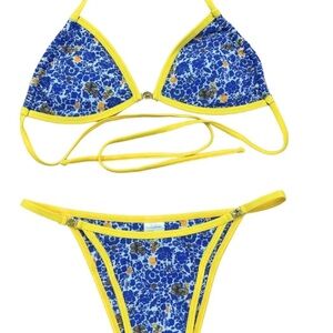 Strawberry Milk Mob Blue Floral Bottoms